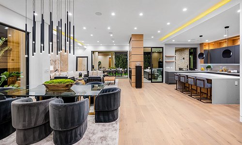 Open Concept Living, Dining & Kitchen